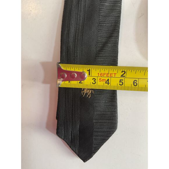 Vintage Black Gold Stripe Pegasus Slim Tie Steele Classic Neckwear - Picture 4 of 4